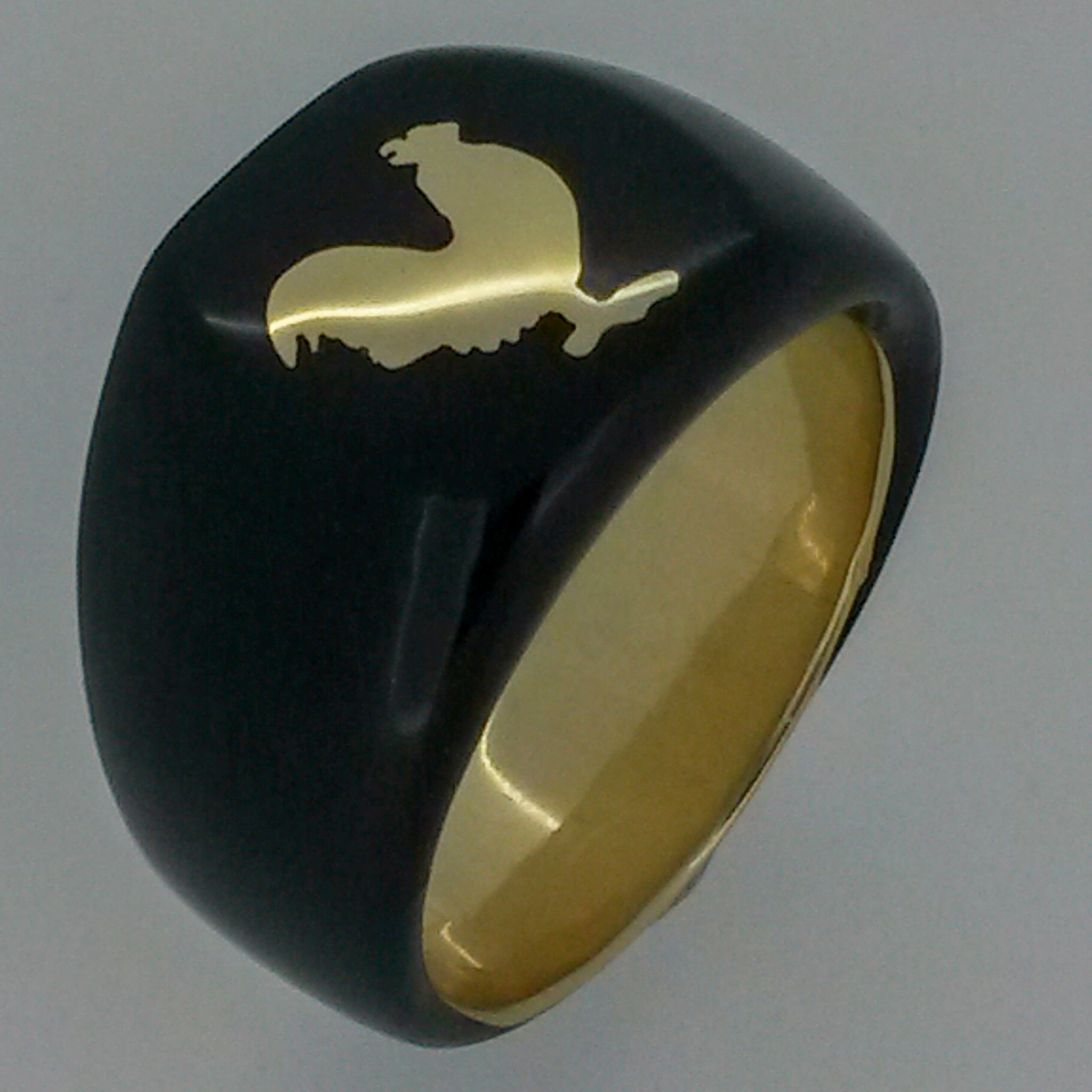 Resin and gold rooster ring